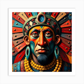 Aztec King Portrait Art Print