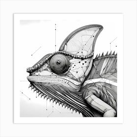 Chameleon - Abstract Line Art Illustration 102 Art Print