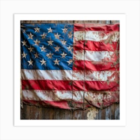 An Aging American Flag Crushed Lightly At The Corners Worn Yet Radiant Against The Passage Of Time (6) Art Print