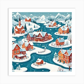 Winter Village Art Print