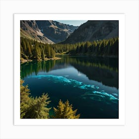 Blue Lake In The Mountains Art Print