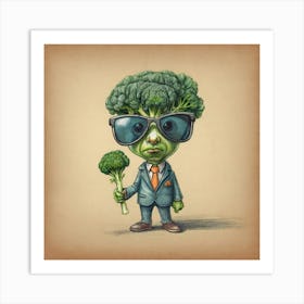 Broccoli In A Suit Art Print