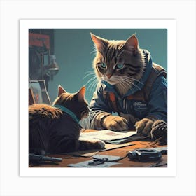 Cat And A Man Art Print