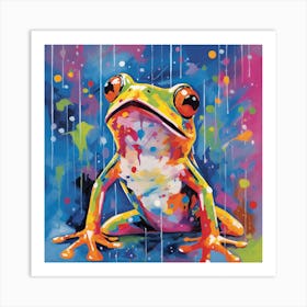Frog In The Rain Art Print