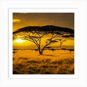 Sunset In The Savannah 1 Art Print