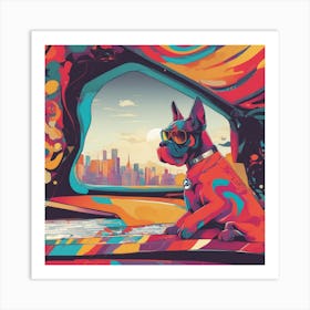 Dog, New Poster For Ray Ban Speed, In The Style Of Psychedelic Figuration, Eiko Ojala, Ian Davenport (3) Art Print