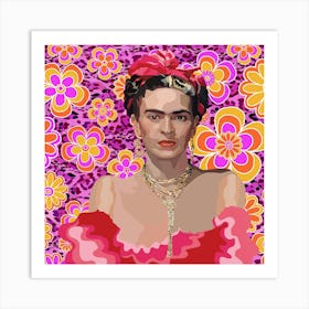 Frida Kahlo in Fuschia Art Print
