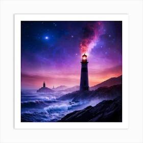 Black Lighthouses Perched Atop The Scorched Venusian Landscape Emanating A Smoky Steam Into The O 1 Art Print