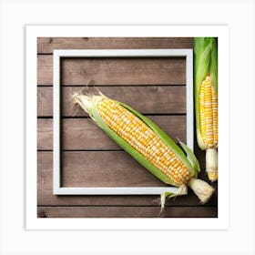 White Frame With Corn On The Cob Art Print