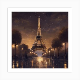 Eiffel Tower At Night Art Print