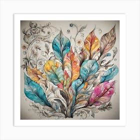 Colorful Feathers Art Print