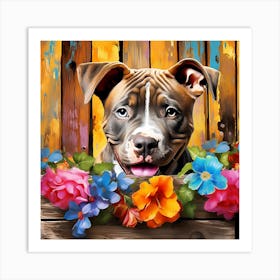 Dog In Flower Box Art Print