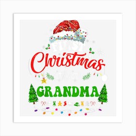 First Christmas As A Grandma Funny Holiday Santa Hat Groovy Art Print