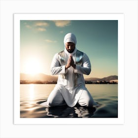 Muslim Man Praying In Water Art Print