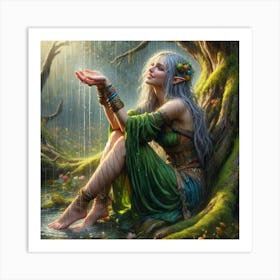 Elf In The Rain 1 Art Print