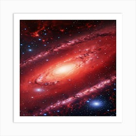 Red Spiral Galaxy Art Print