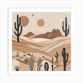 Boho Desert Landscape Art Print