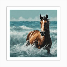 Horse In The Ocean Art Print 1 Art Print