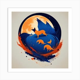 Moon and Fox Art Print