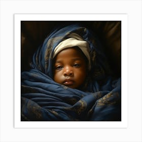 Child In A Blue Blanket Art Print