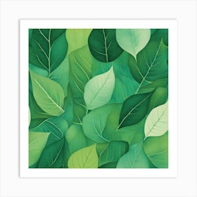 Green Leaves Seamless Pattern Art Print