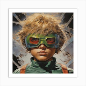 Boy In Green Goggles Art Print