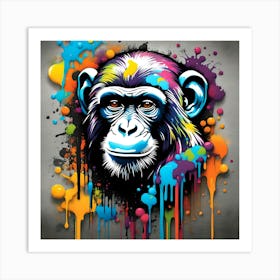 Monkey With Splatters Art Print