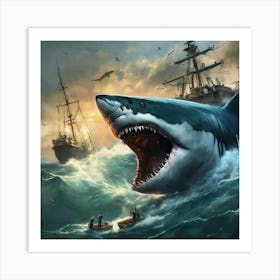 Concept Art Of A Megalodon Full Of Scars (2) Art Print