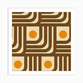 70s Curve Lines Brown Orange Art Print