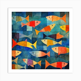 Maraclemente Fish Painting Style Of Paul Klee Seamless 5 Art Print