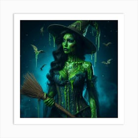 Witch With Broom 1 Art Print