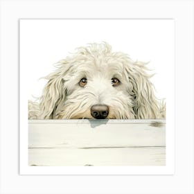 Dog Peeking Over The Fence 7 Art Print