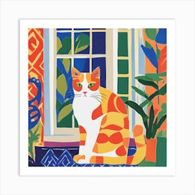 Orange Cat In The Window Art Print