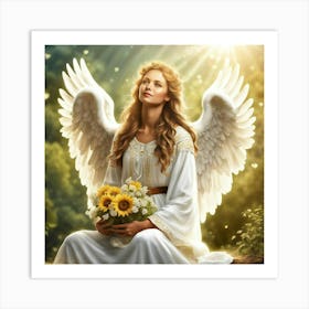 Angel With Sunflowers Art Print