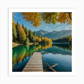 Autumn Lake In The Mountains Art Print