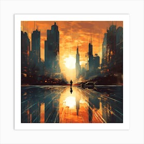 Cyberpunk Skyline Art Print