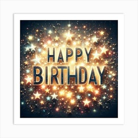 Happy Birthday with Stars Art Art Print