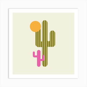 Cactus and sun Art Print