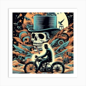 Skull On A Motorcycle Art Print