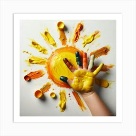 Child'S Hand Painted With Paint Art Print