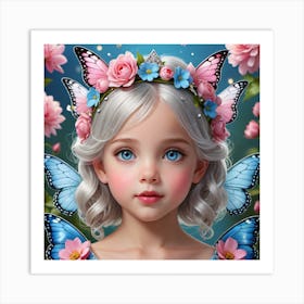 Fairy Girl With Butterfly Wings Art Print