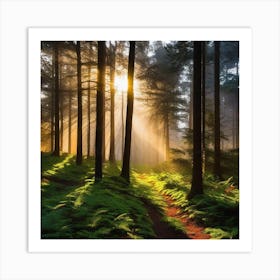 Sunrise In The Forest 37 Art Print