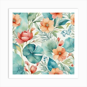 Watercolor Floral Pattern 10 Art Print