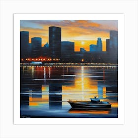 Sunset At The Harbor Art Print