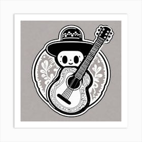 Skeleton With A Guitar Art Print