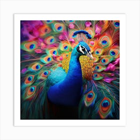 Peacock With Colorful Feathers 2 Art Print