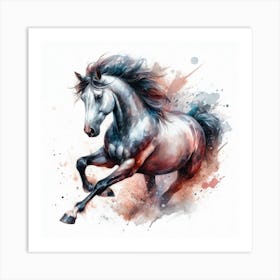 Horse In Motion, Horse Watercolour Art Print 4 Art Print