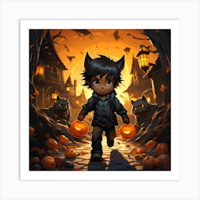 Halloween Trick or Treat Cute Werewolf Art Print