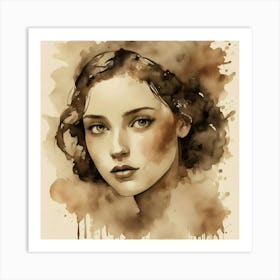 Watercolor Portrait Of A Woman 6 Art Print