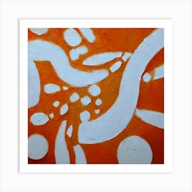 Abstract Orange And White Painting 1 Art Print